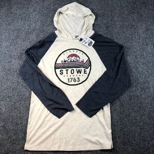 Classic Stowe Vermont Hoodie Long Sleeve‎ Raglan Shirt - Mens Small